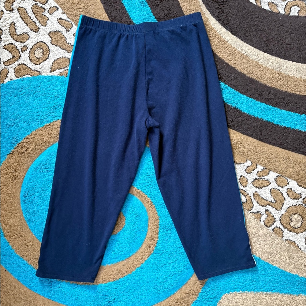 Athletic Works Navy Blue Leggings with Teal Accents - Picture 2 of 7